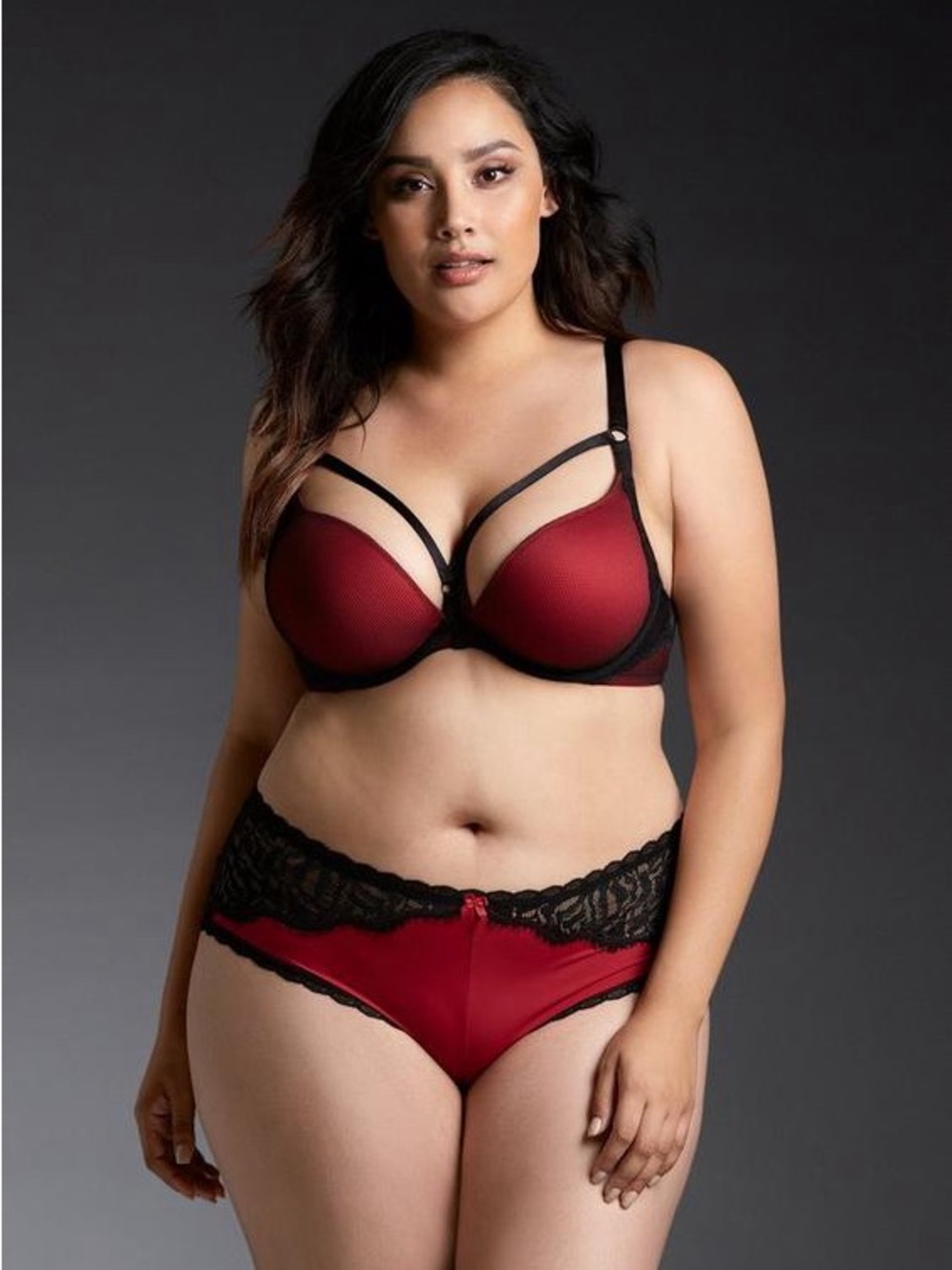 Torrid Plunge Push-Up Micro Fishnet Lace Straight Back Bra size 44ddd Red Black - Picture 1 of 7